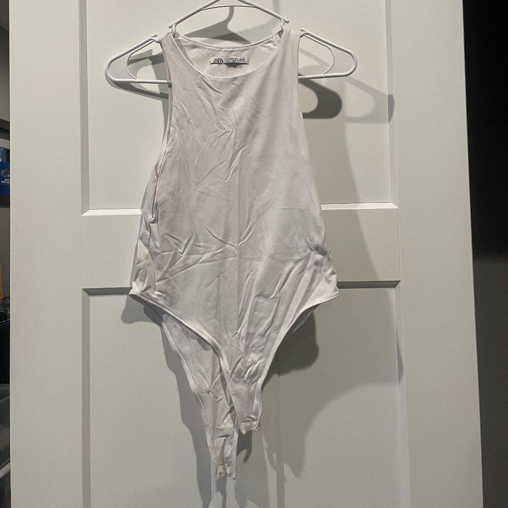 White Zara High Neck Bodysuit